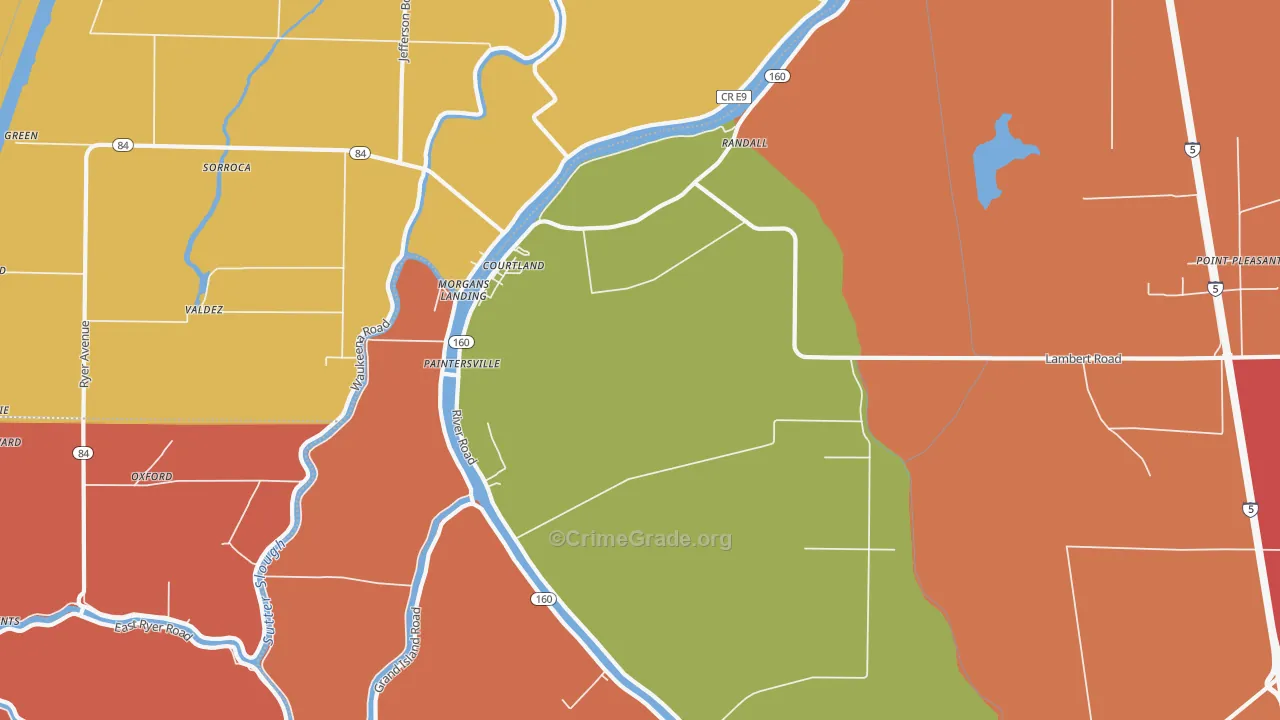 Courtland, CA Map of Assault Rates