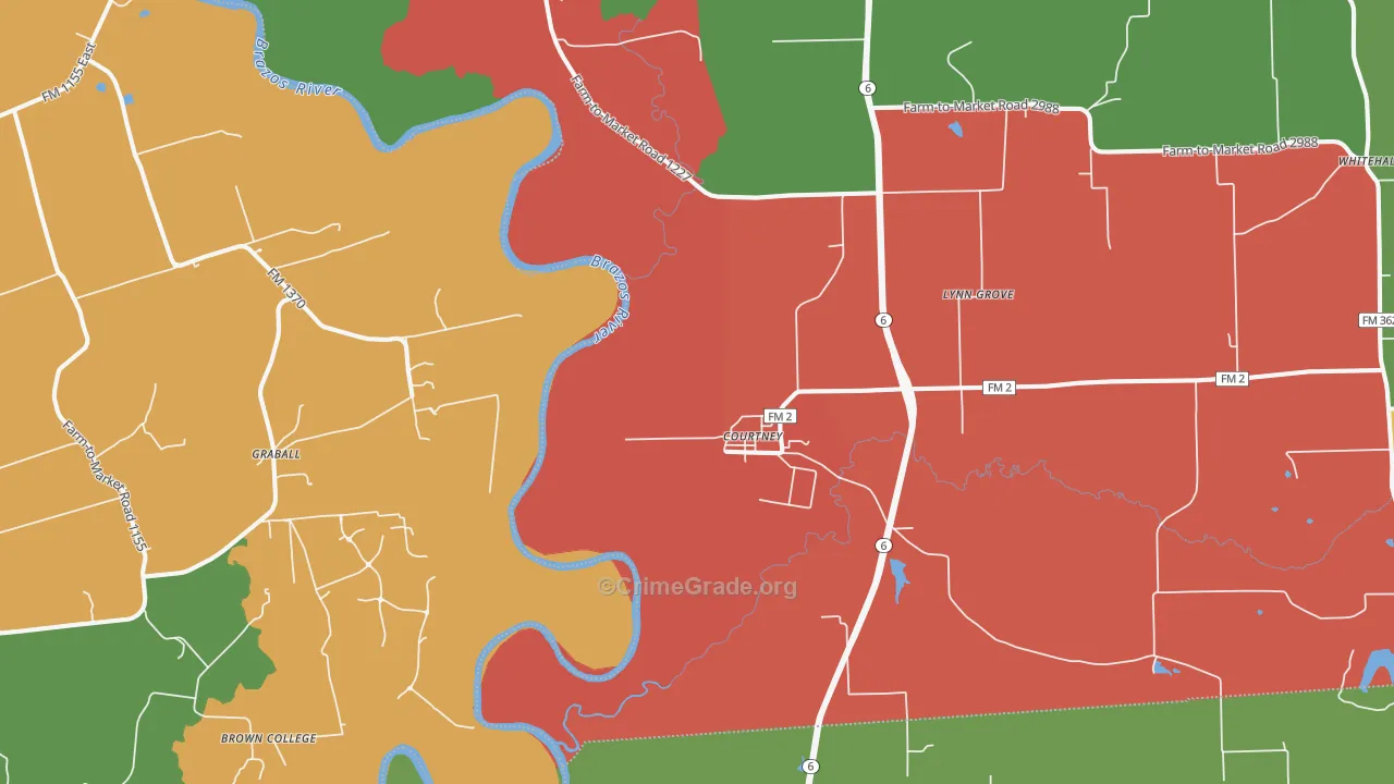 Courtney, TX Map of Assault Rates