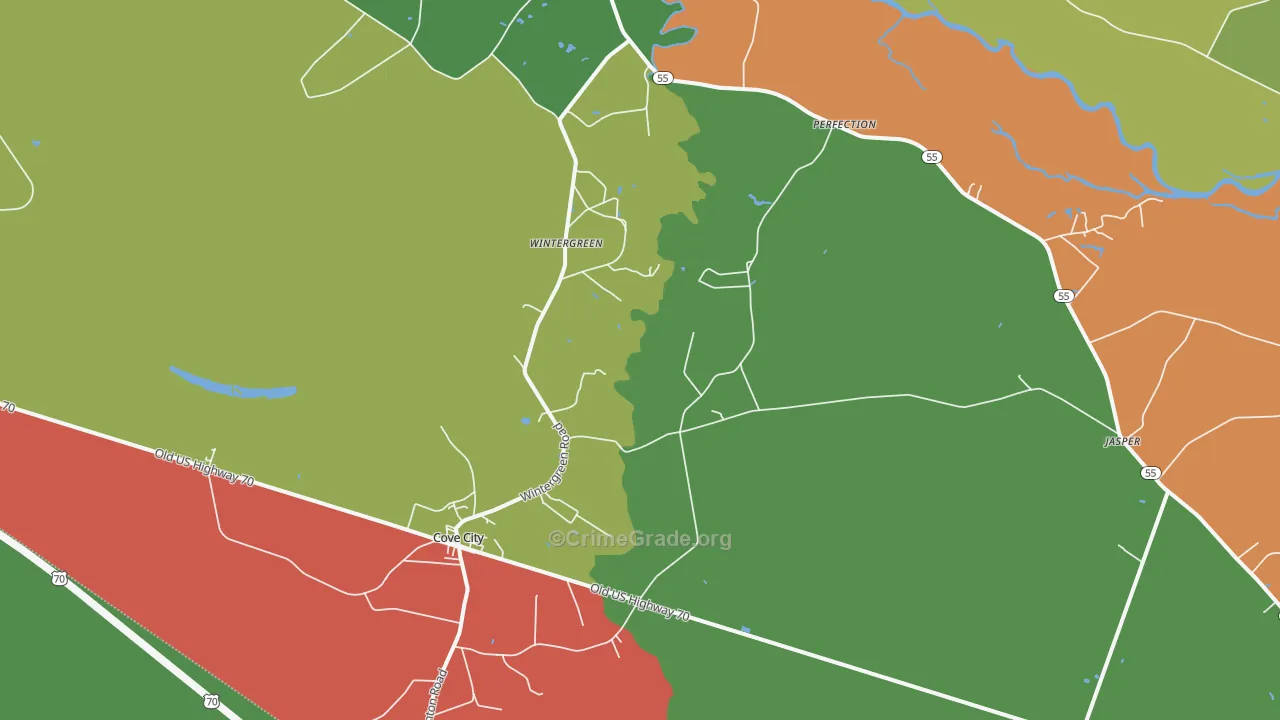 Cove City, NC Map of Assault Rates