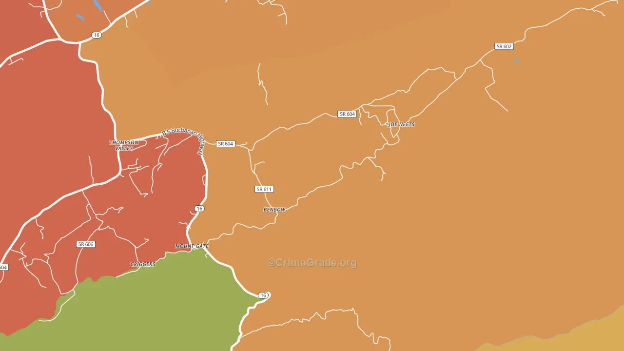 Cove Creek, VA Map of Assault Rates