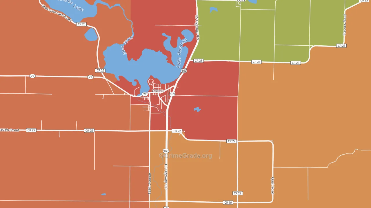 Cove, MN Map of Assault Rates