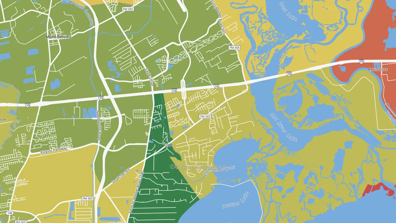 Cove, TX Map of Assault Rates