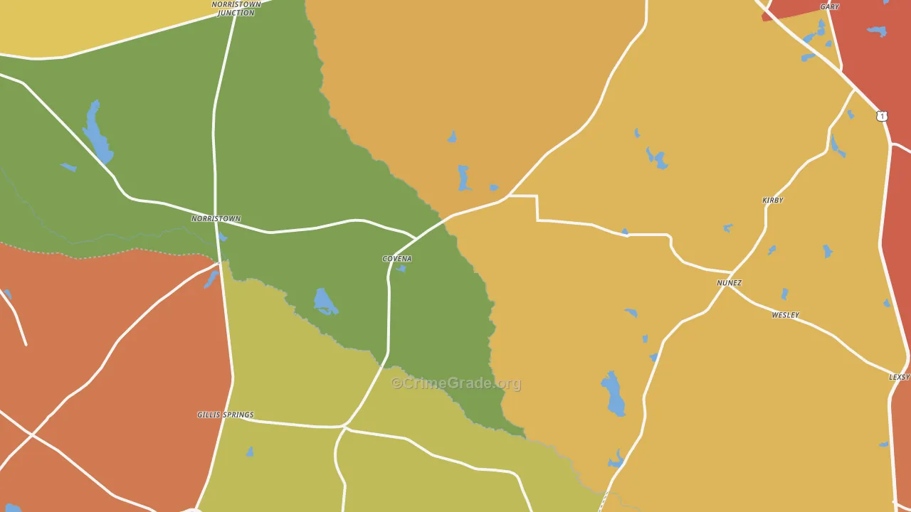 Covena, GA Map of Assault Rates
