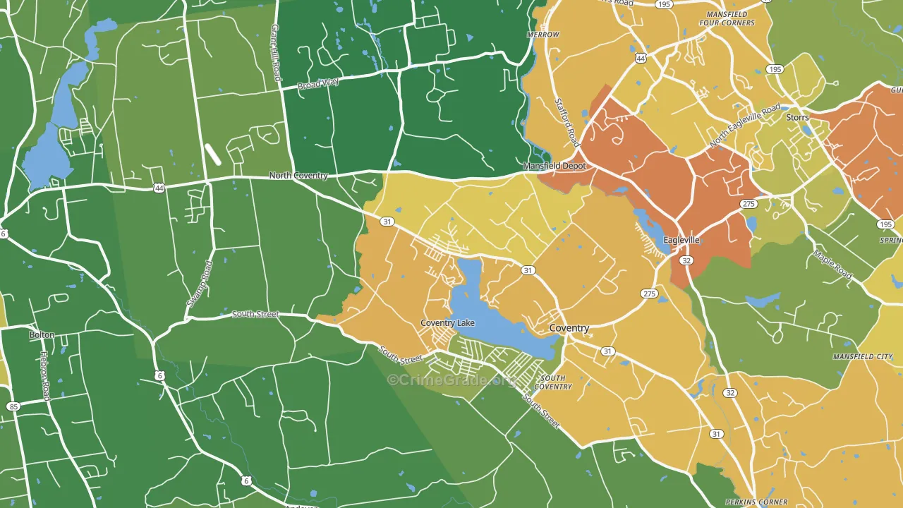 Coventry, CT Map of Assault Rates