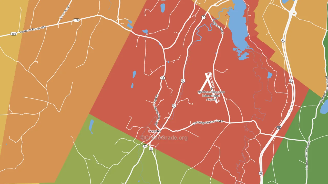 Coventry, VT Map of Assault Rates