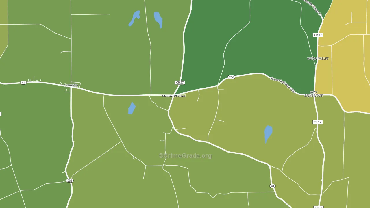Coventryville, NY Map of Assault Rates