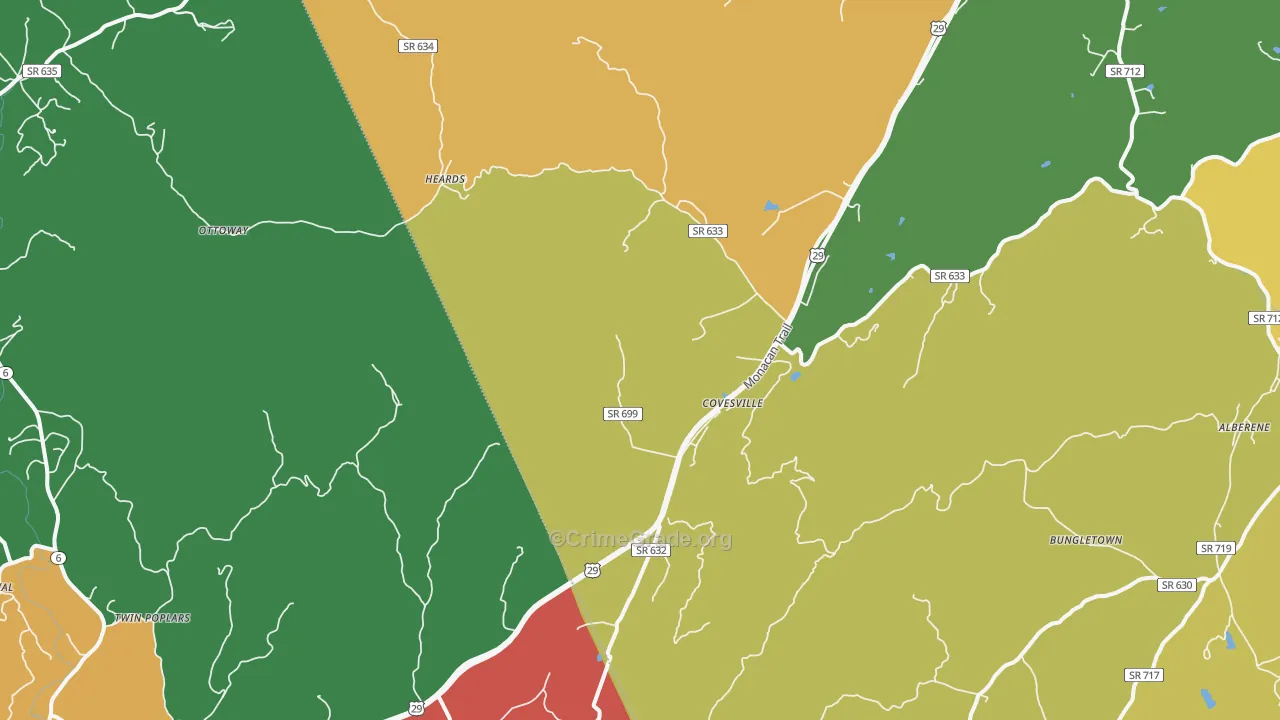 Covesville, VA Map of Assault Rates