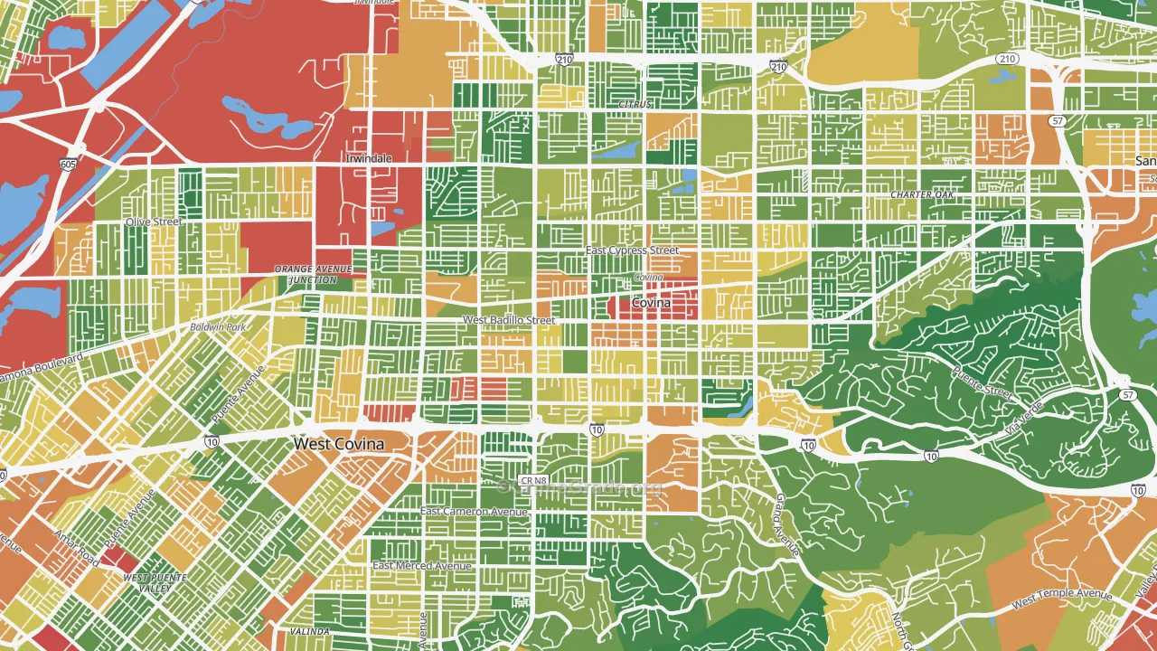 Covina-Valley, Covina, CA Map of Assault Rates