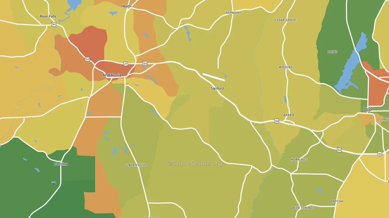Covington County, AL Map of Assault Rates