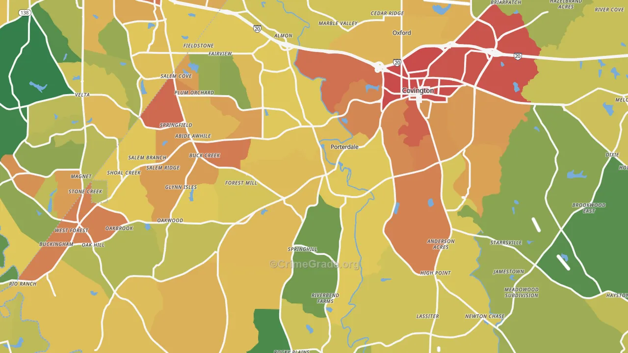 Covington, GA Map of Assault Rates