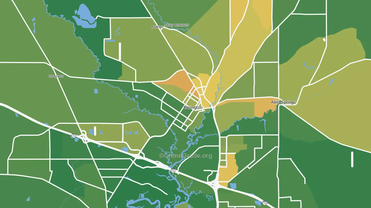 Covington, LA Map of Assault Rates
