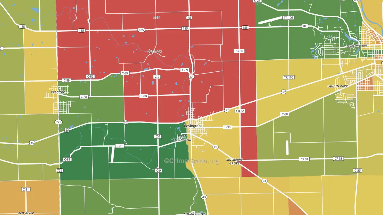 Covington, OH Map of Assault Rates