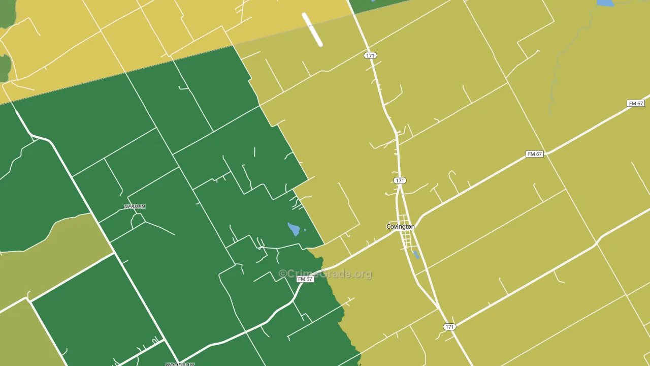 Covington, TX Map of Assault Rates
