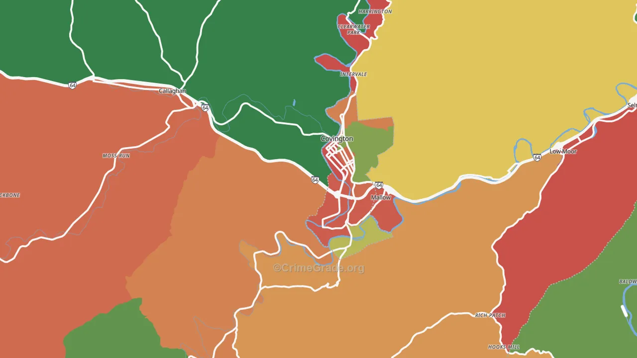 Covington, VA Map of Assault Rates