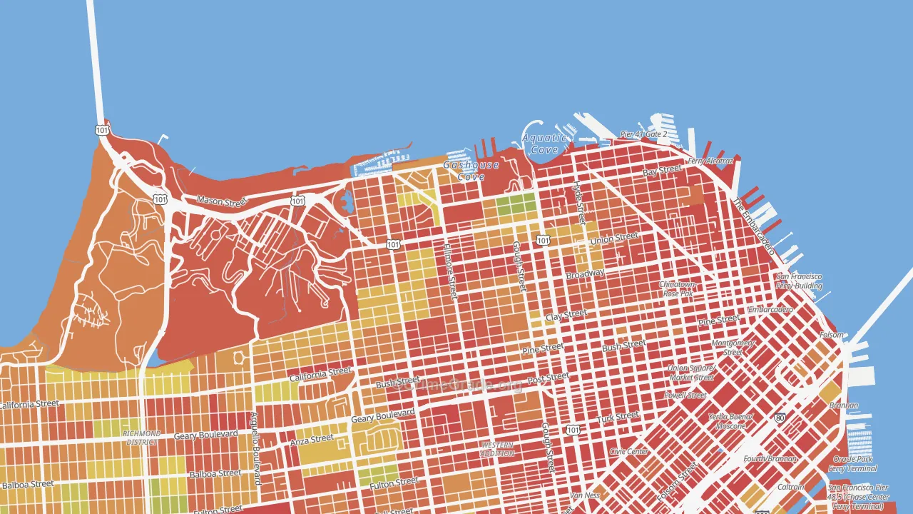 Cow Hollow, San Francisco, CA Map of Assault Rates