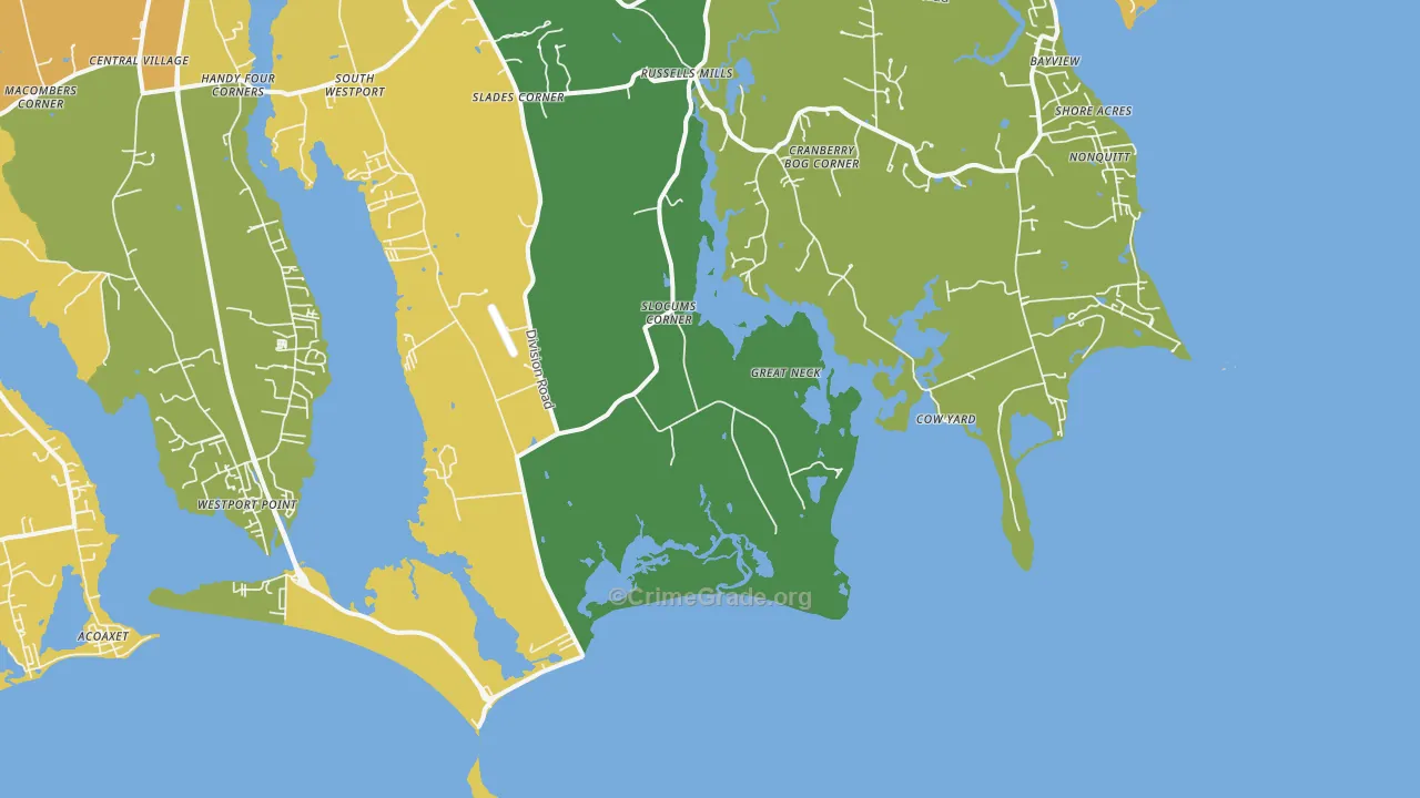 Cow Yard, MA Map of Assault Rates