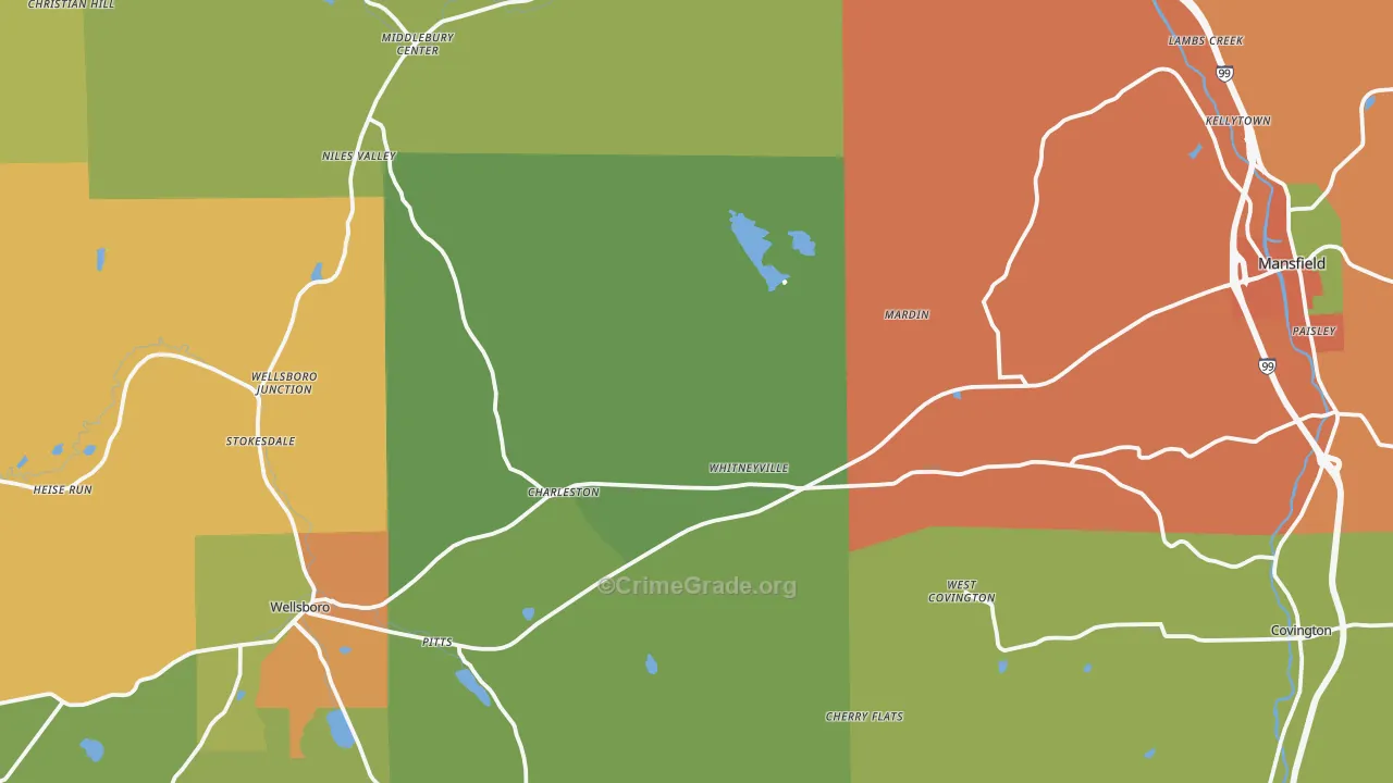 Cowanesque, PA Map of Assault Rates