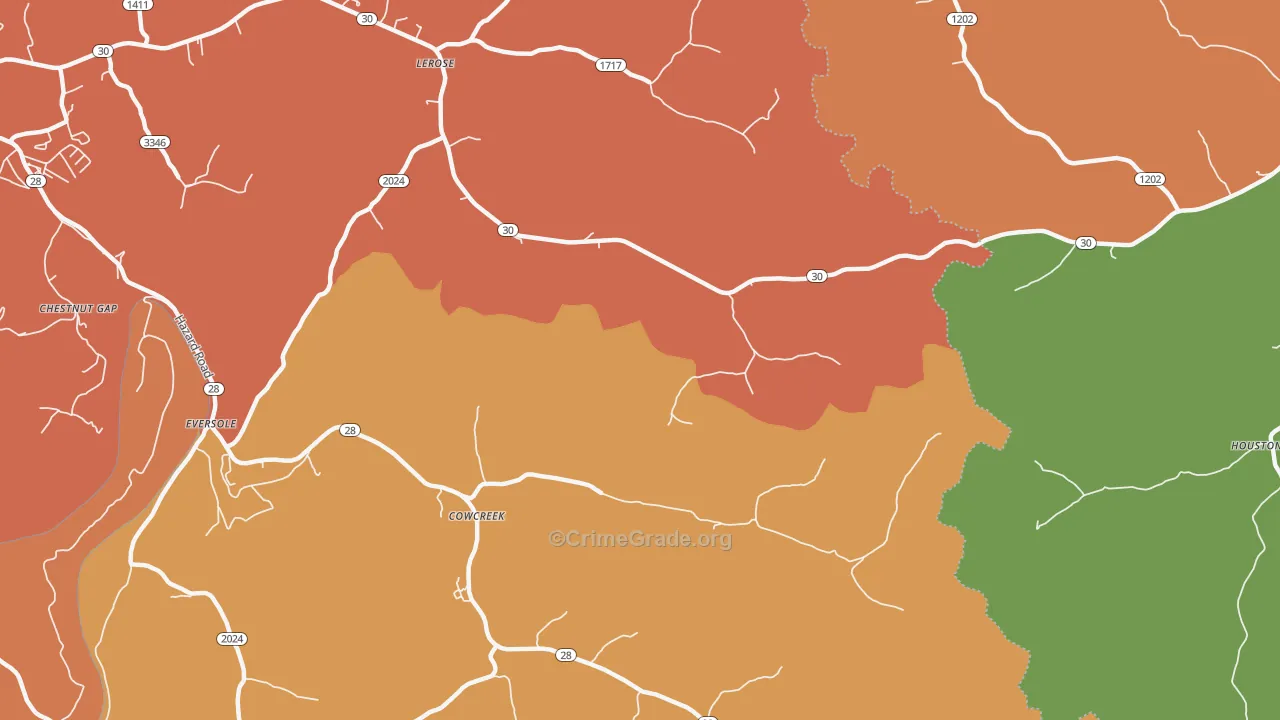 Cowcreek, KY Map of Assault Rates