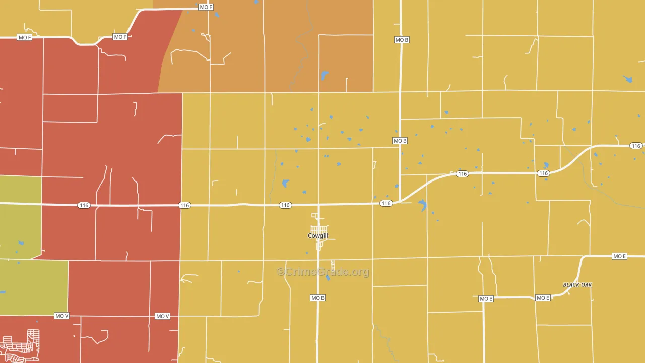 Cowgill, MO Map of Assault Rates
