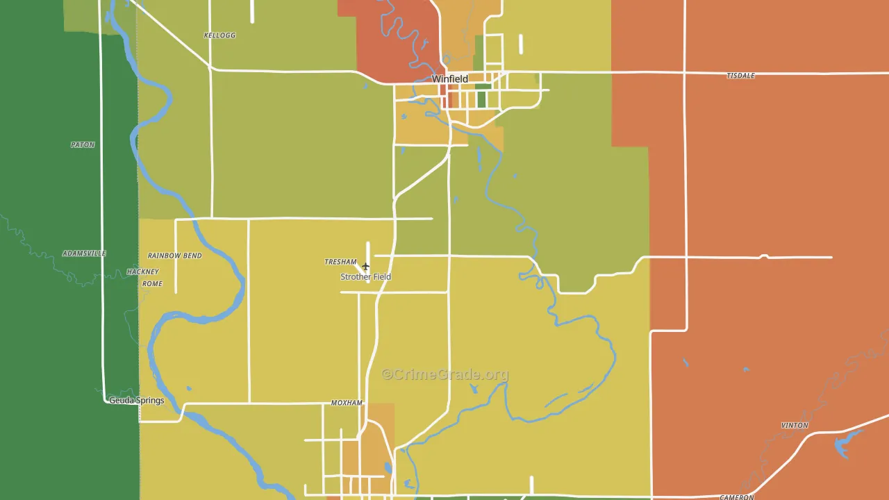 Cowley County, KS Map of Assault Rates