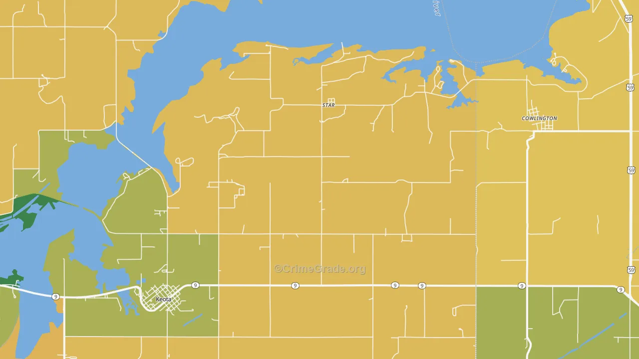 Cowlington, OK Map of Assault Rates