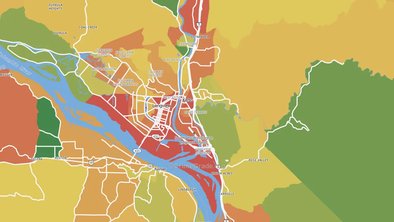 Cowlitz County, WA Map of Assault Rates