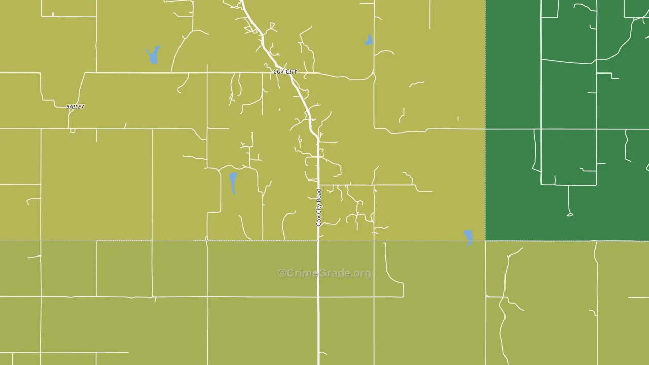 Cox City, OK Map of Assault Rates