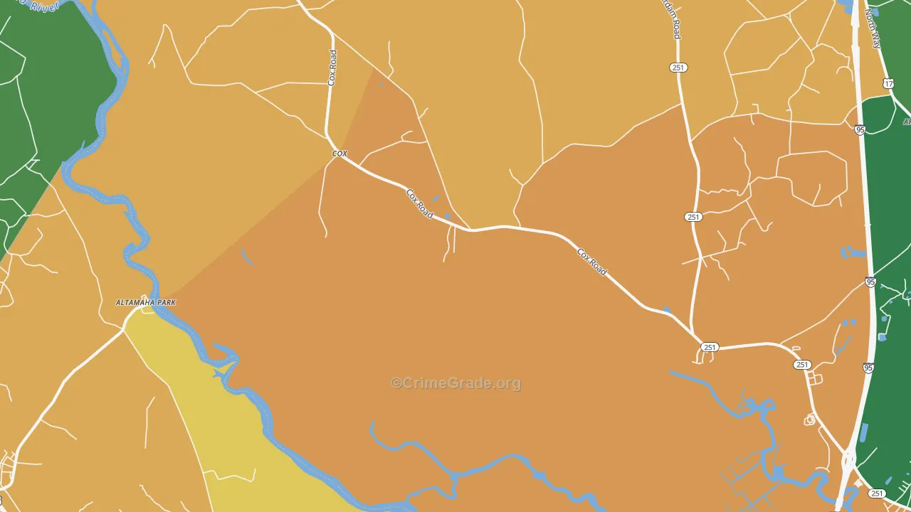 Cox, GA Map of Assault Rates