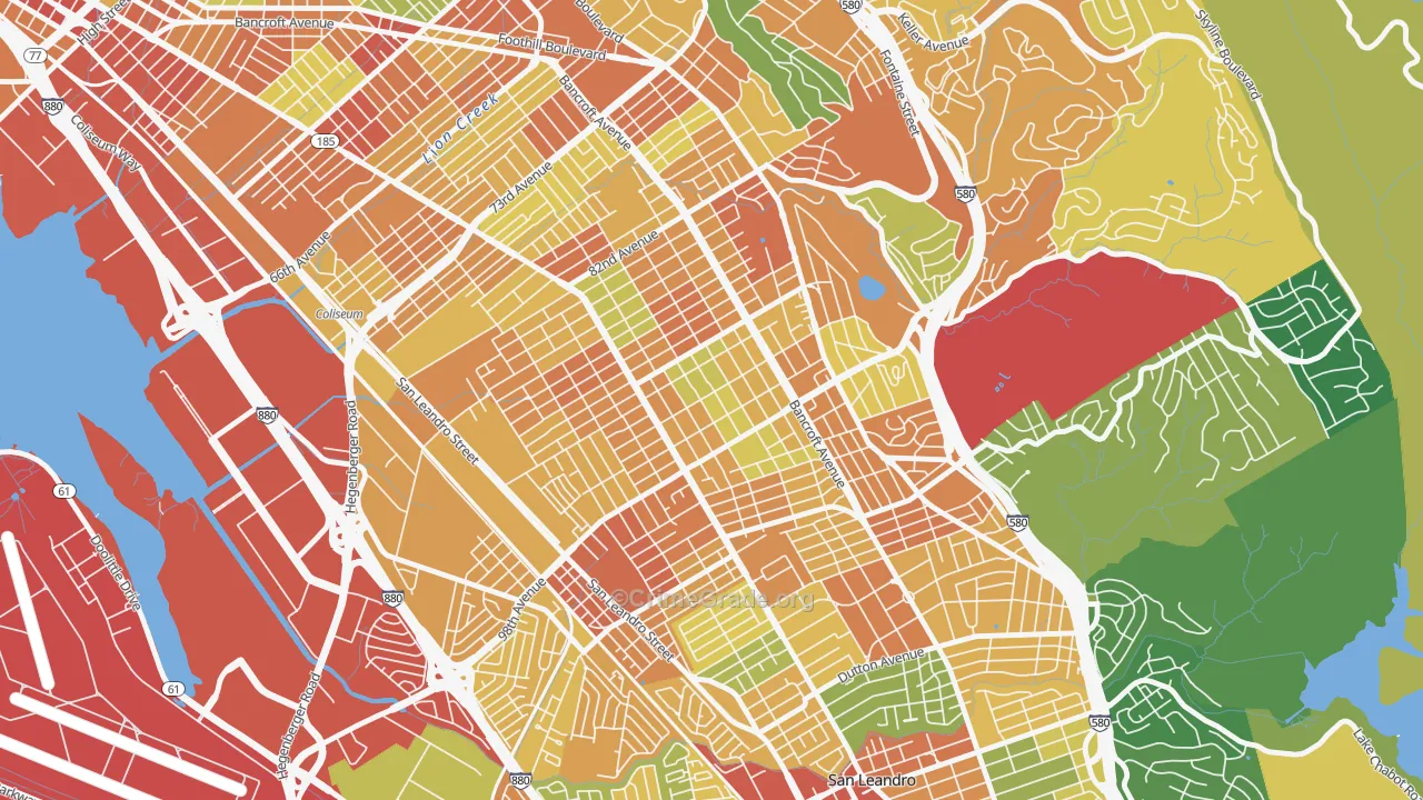 Cox, Oakland, CA Map of Assault Rates