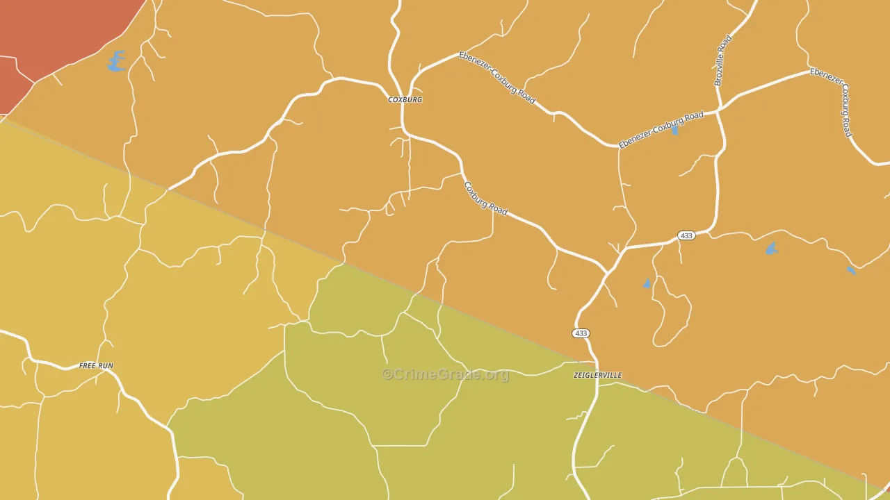 Coxburg, MS Map of Assault Rates