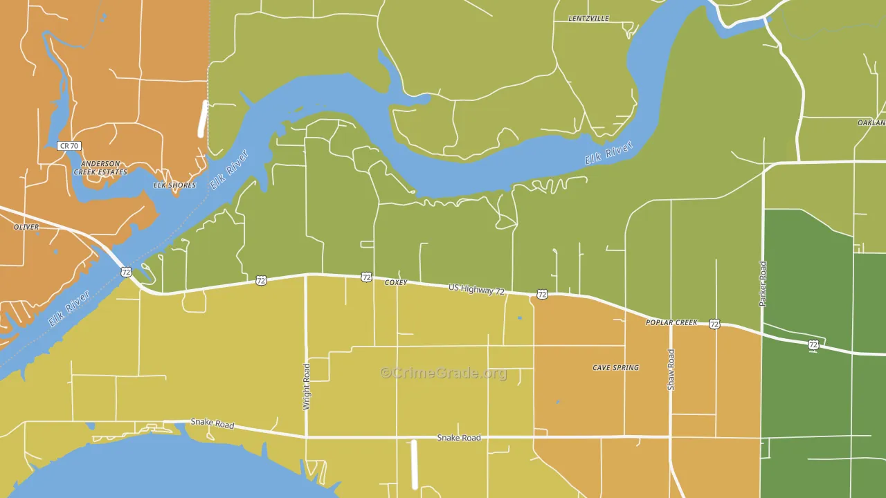 Coxey, AL Map of Assault Rates