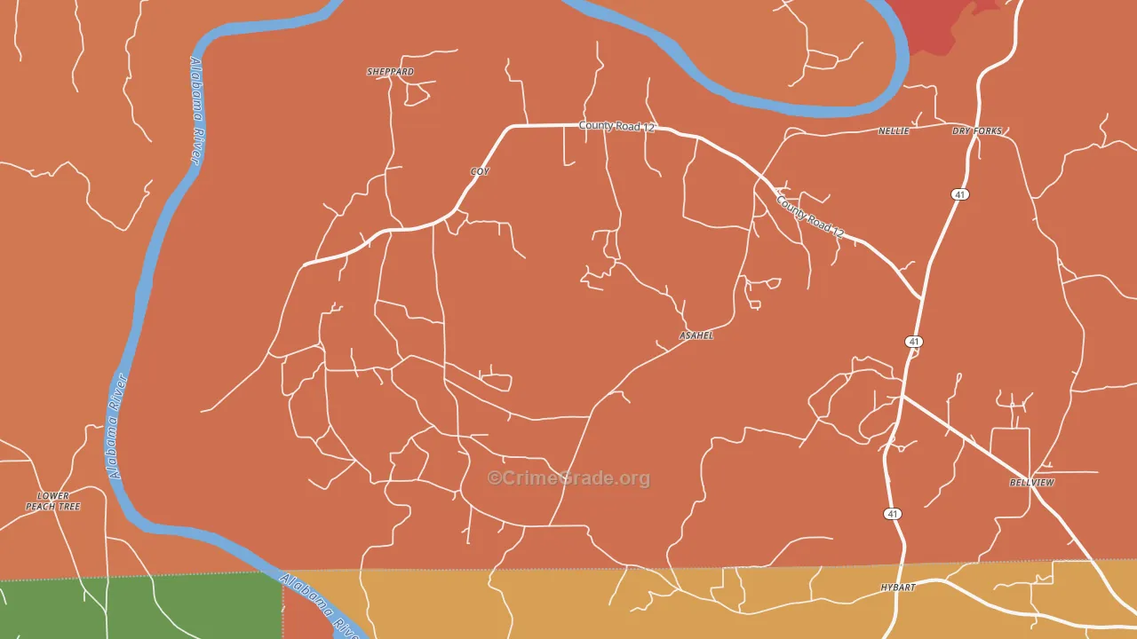 Coy, AL Map of Assault Rates