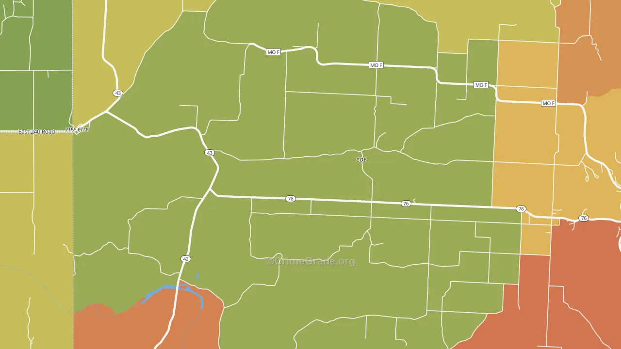 Coy, MO Map of Assault Rates
