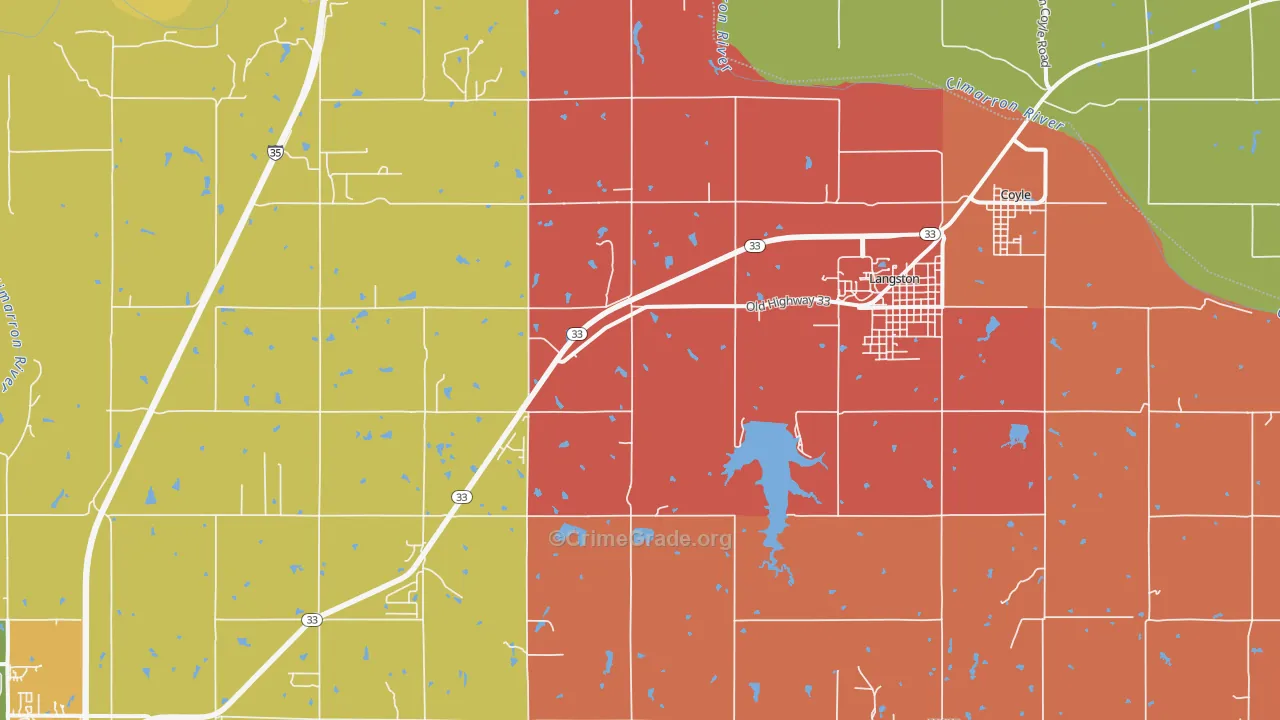 Coyle, OK Map of Assault Rates