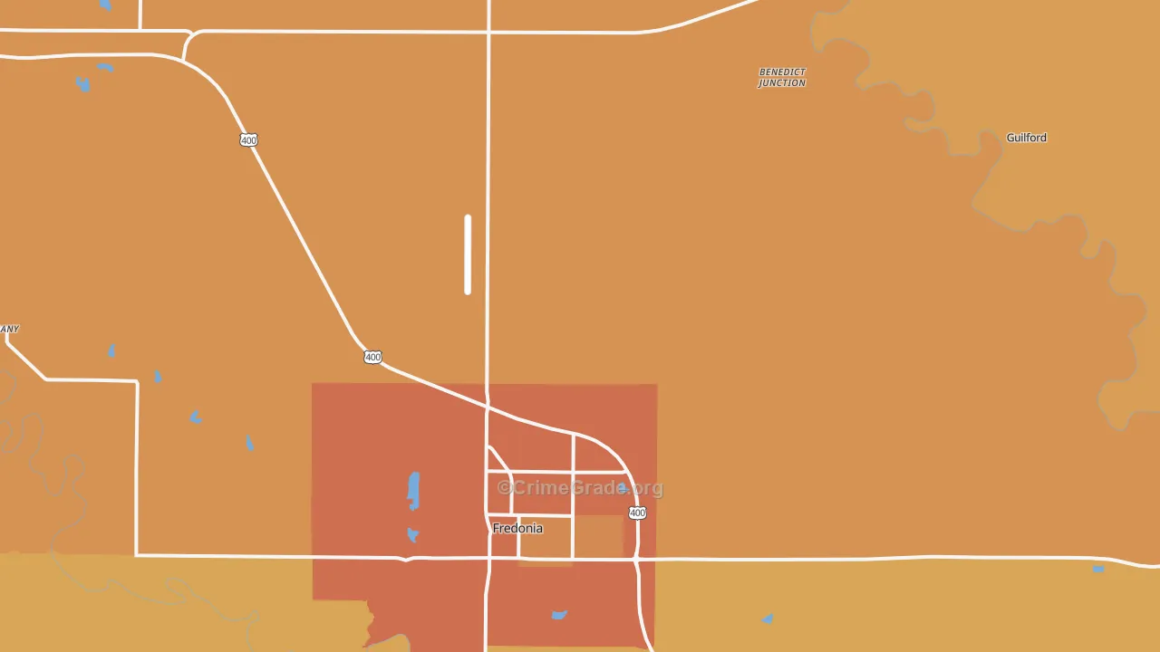 Coyville, KS Map of Assault Rates