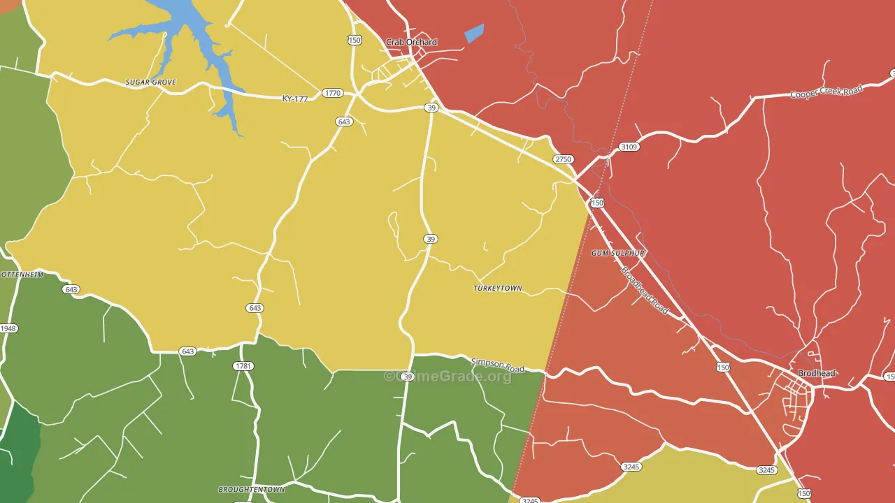 Crab Orchard, KY Map of Assault Rates