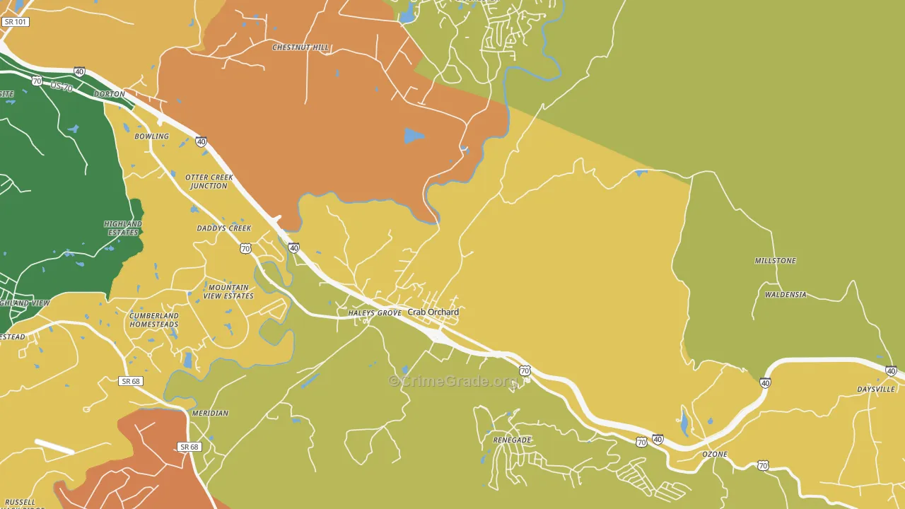 Crab Orchard, TN Map of Assault Rates