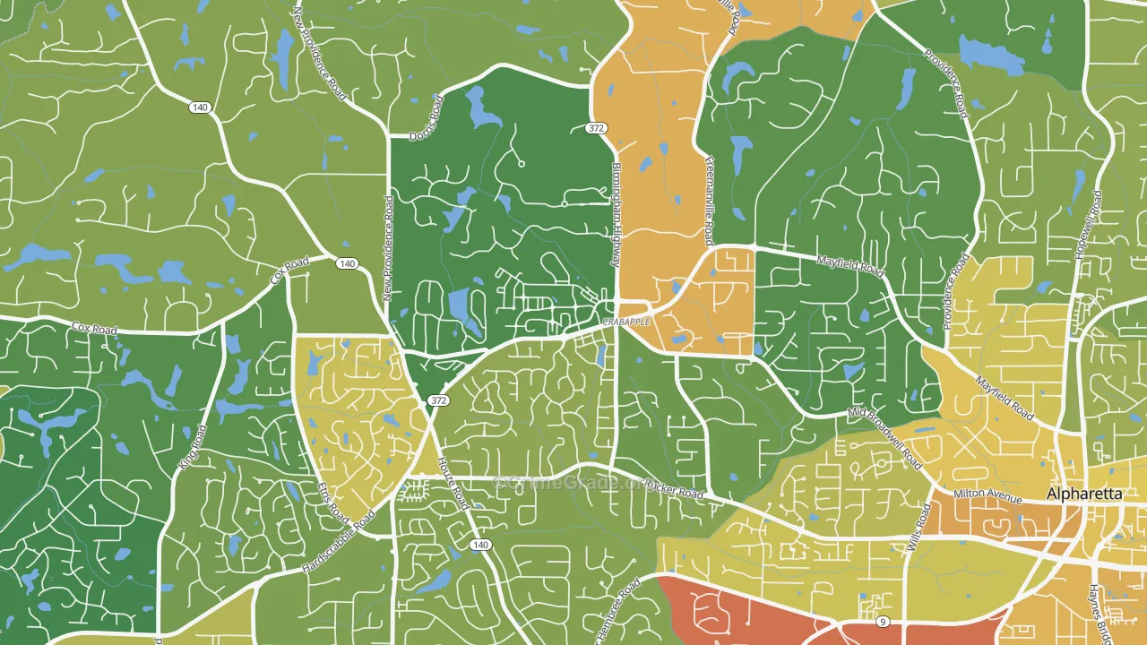 Crabapple, Milton, GA Map of Assault Rates