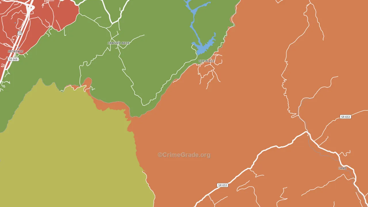 Cracker Neck, VA Map of Assault Rates