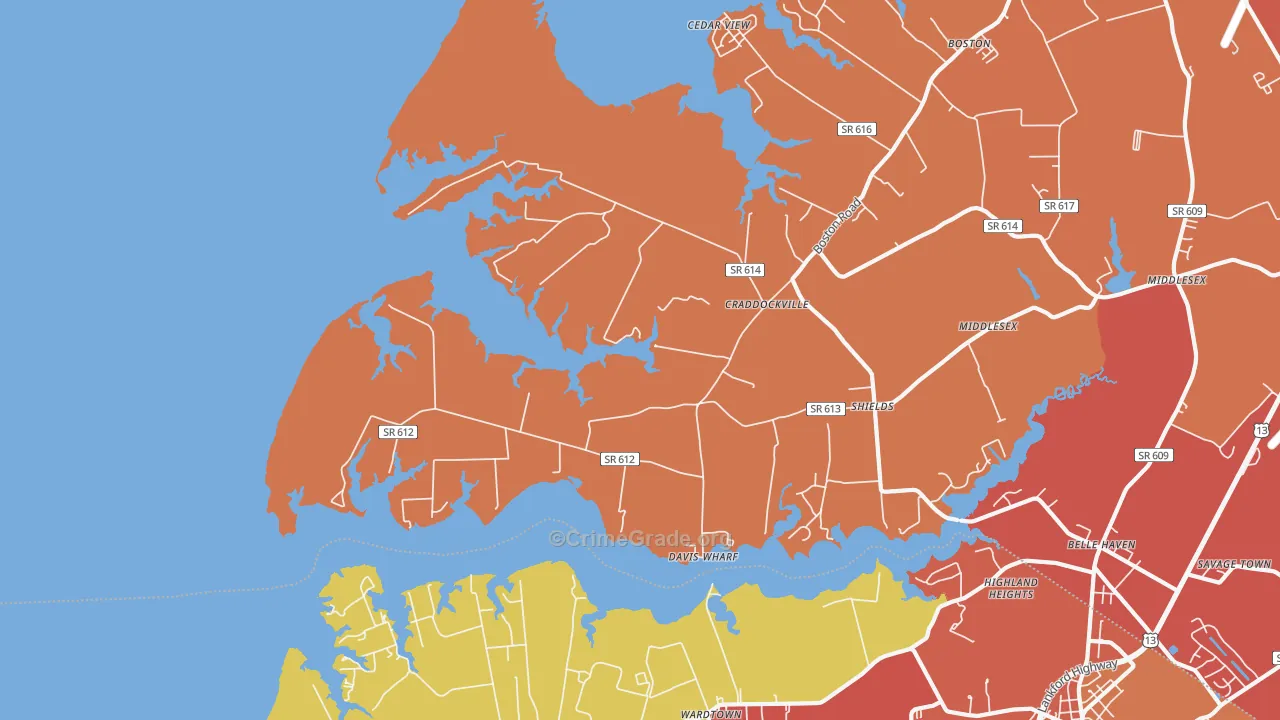 Craddockville, VA Map of Assault Rates