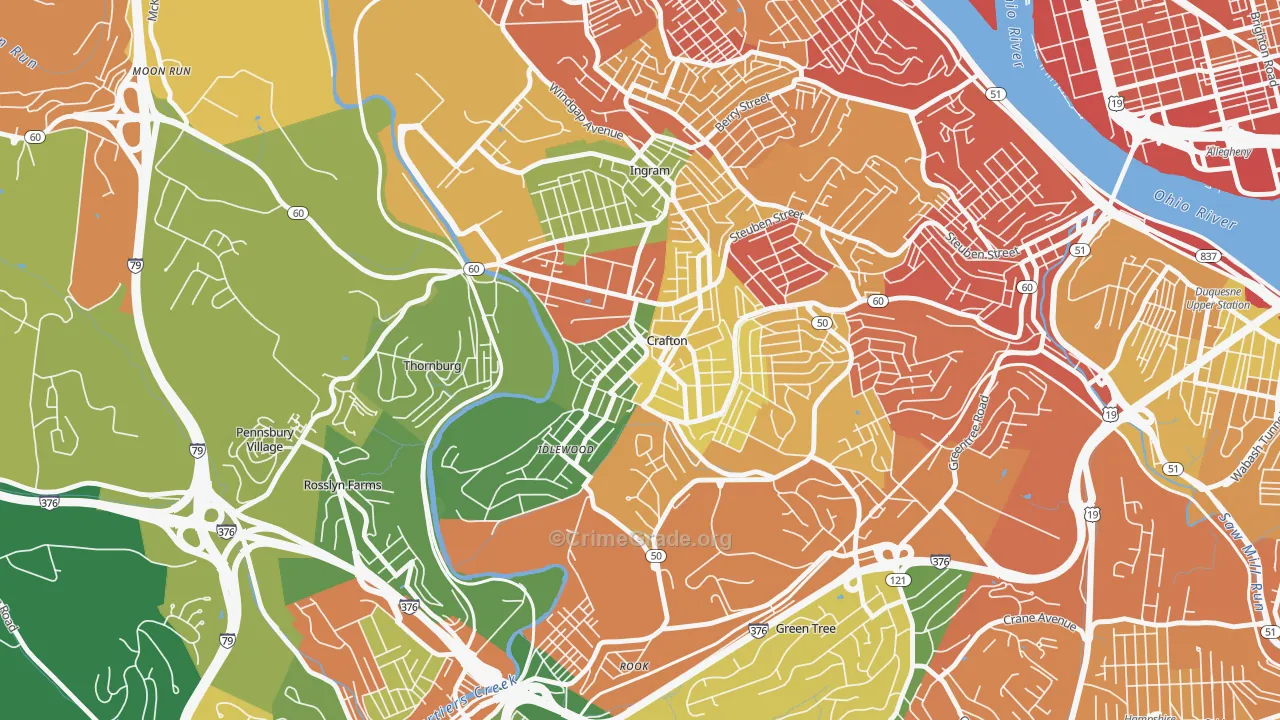 Crafton, PA Map of Assault Rates
