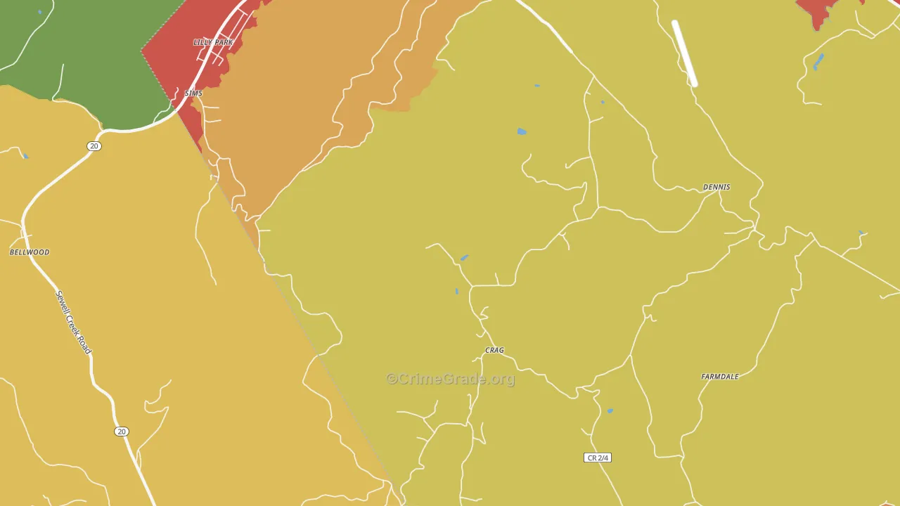 Crag, WV Map of Assault Rates
