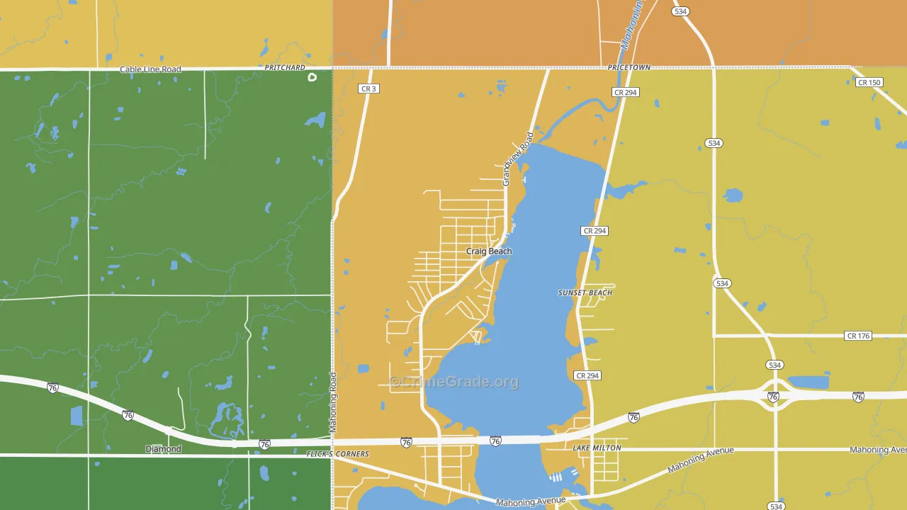 Craig Beach, OH Map of Assault Rates