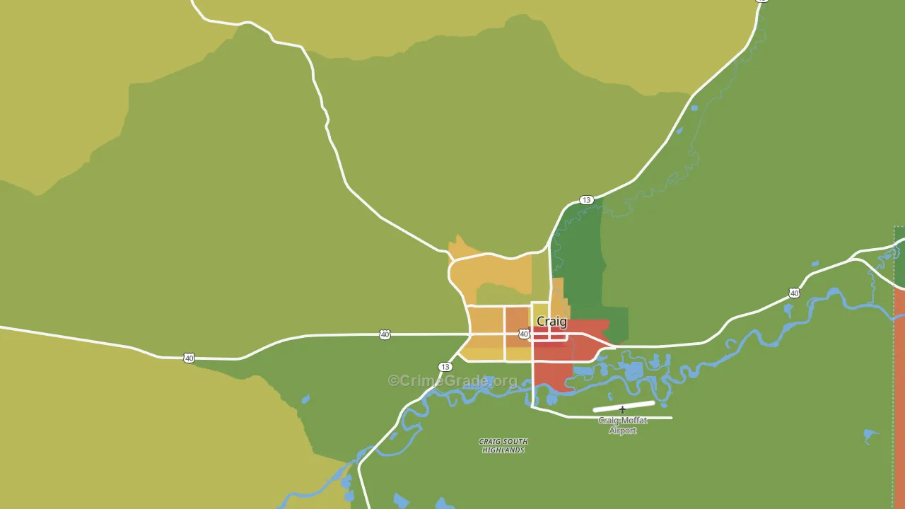 Craig South Highlands, CO Map of Assault Rates