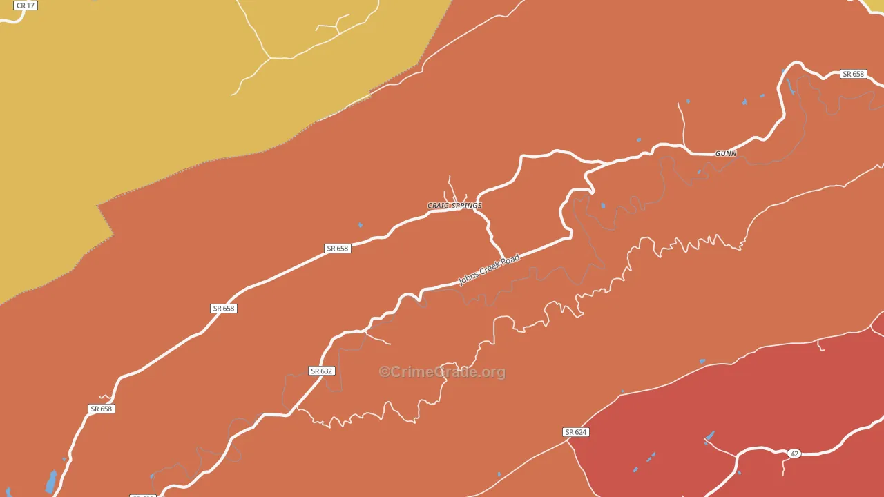 Craig Springs, VA Map of Assault Rates