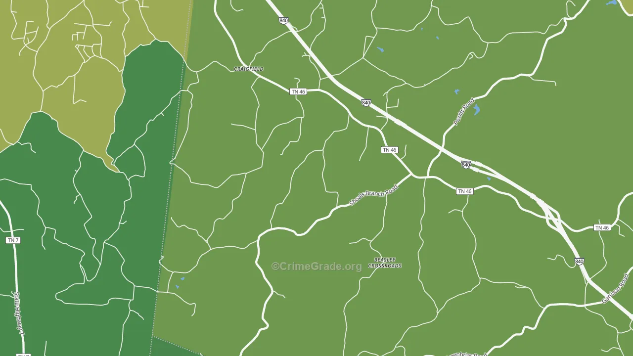 Craigfield, TN Map of Assault Rates