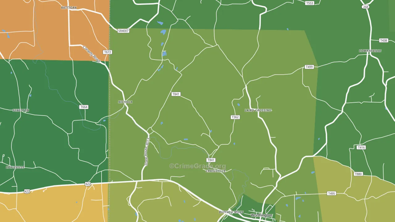 Craigsville, PA Map of Assault Rates