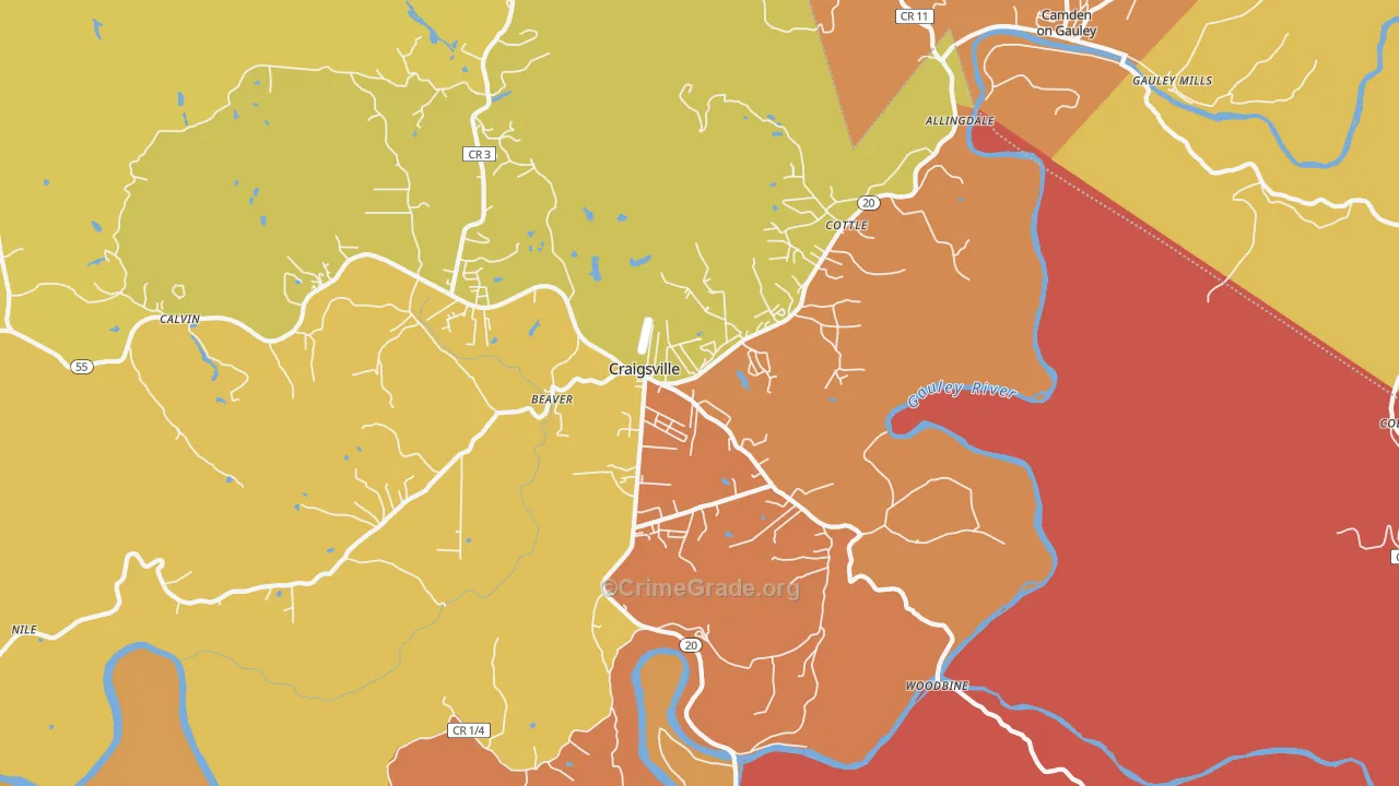 Craigsville, WV Map of Assault Rates