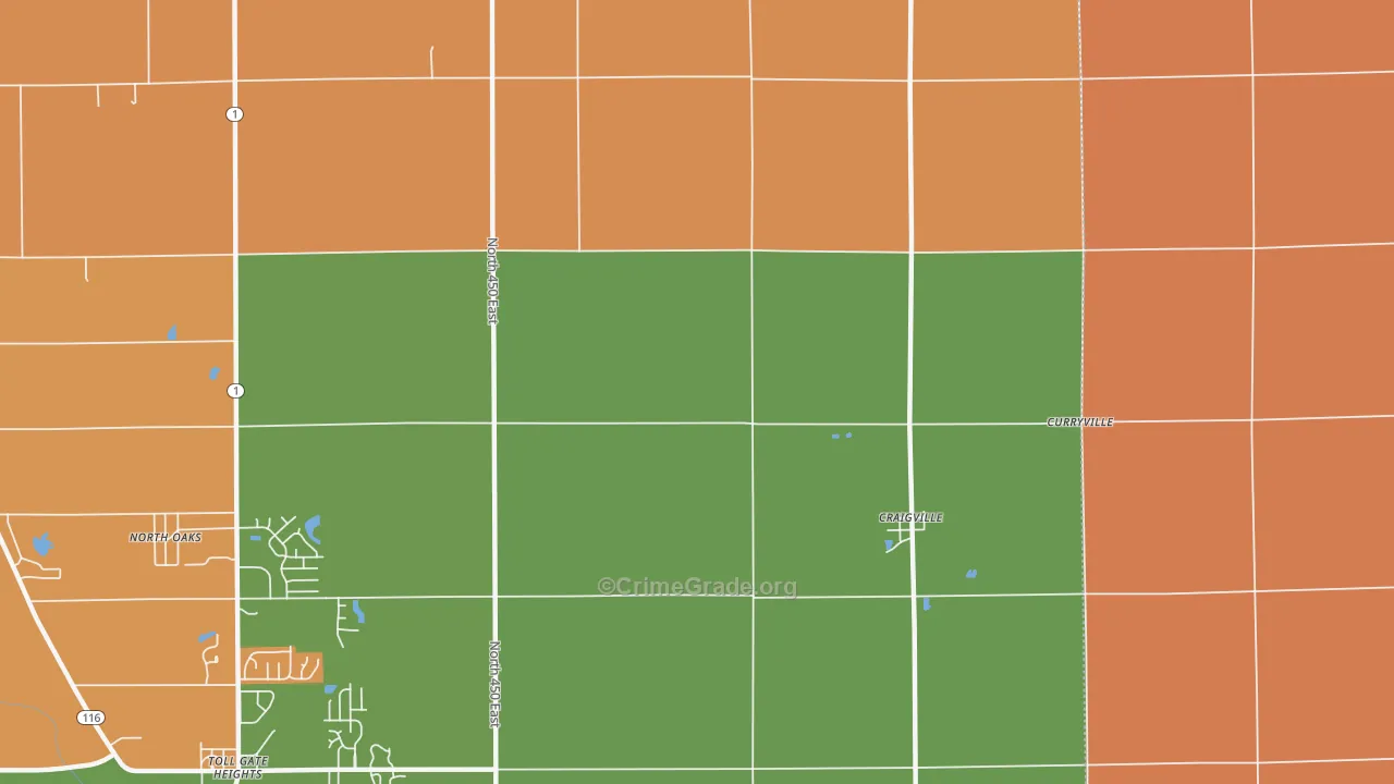 Craigville, IN Map of Assault Rates