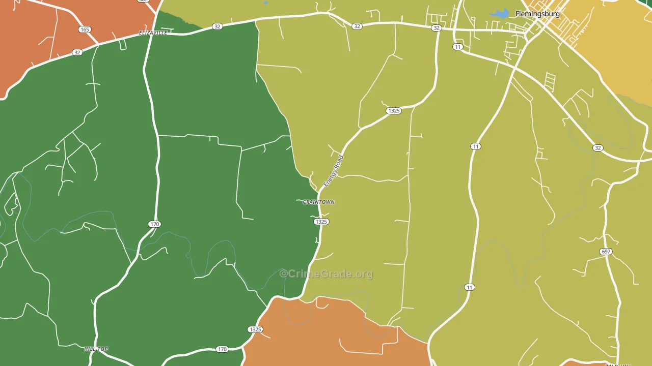 Craintown, KY Map of Assault Rates